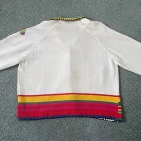 Michael Simon L XL Rare Vintage Mexican Sweater Cardigan Embroidered mothers day - Picture 5 of 9